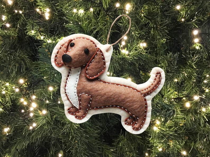 DIY Felt Dachshund Ornament Hand Embroidery Dog Pattern for Felt