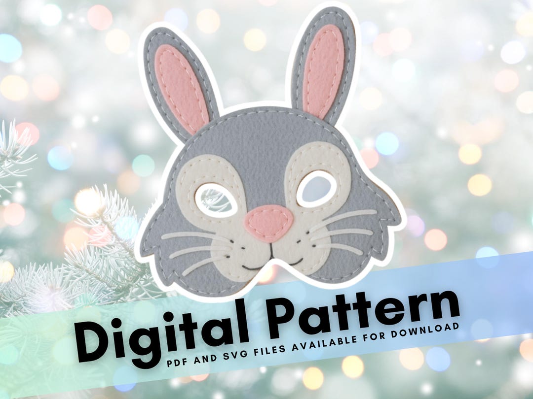 DIY Felt Rabbit Mask Pattern for Halloween Dress up Party | PDF & SVG ...