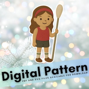 Rowing Girl Felt Pattern: DIY Ornament, Appliqué, Patch (PDF & SVG Digital Download)
