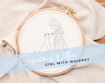 Whippet Embroidery Pattern PDF - Ideal for 160mm Hoop