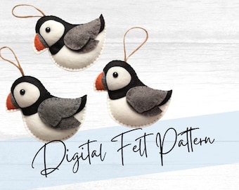 Puffin Felt Ornament Digital Pattern – DIY Felt Animal Pattern for Felt Busy Books, Quiet Books, and Gifts