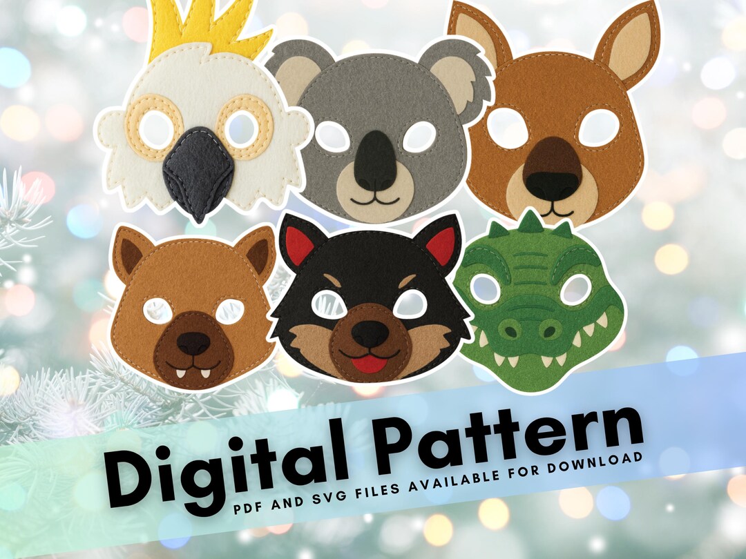 Felt Australian Animal Mask Patterns: Sewing Kit & Printable (PDF ...