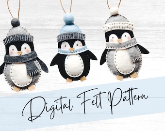 Wzór na filcową ozdobę z pingwinem – projekt do samodzielnego szycia (do pobrania w wersji cyfrowej)