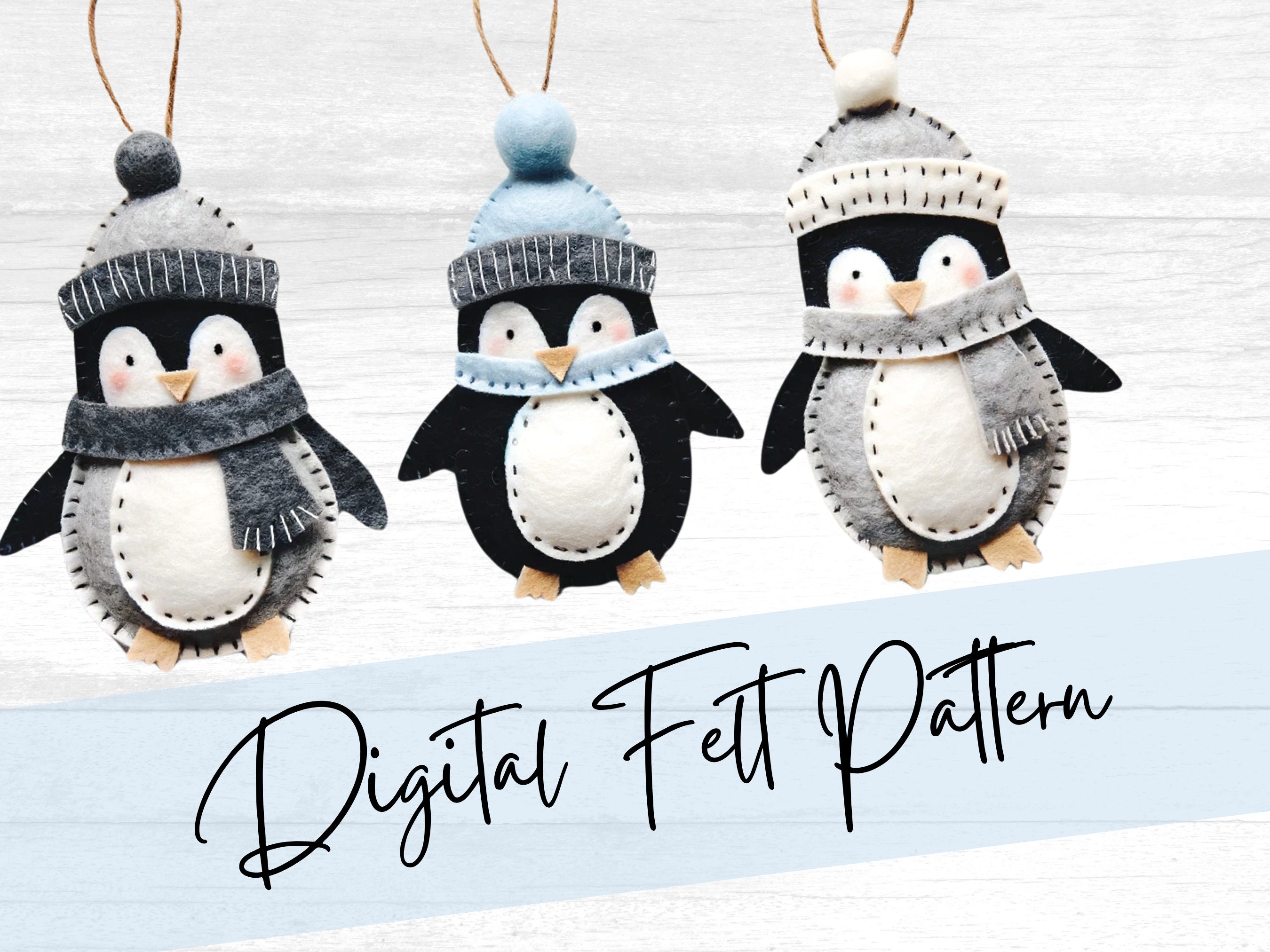 Penguin Felt Ornament Digital Pattern – DIY Felt Animal Pattern for Felt Busy Books, Quiet Books, and Gifts