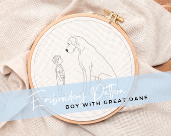 Great Dane Embroidery Pattern Template