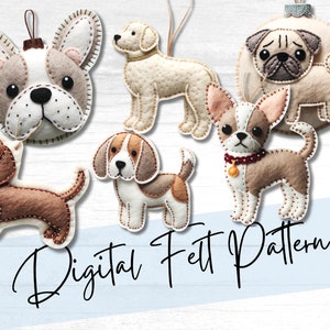 DIY Felt Ornament Bundle: Hand Embroidery Dog Patterns for Felt Christmas Decorations (Instant Download PDF)