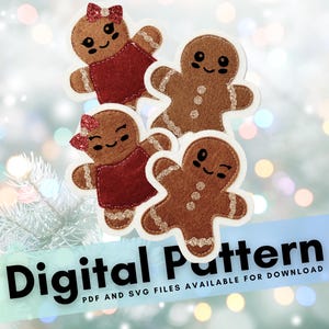 Patrón de adorno navideño de fieltro DIY de hombrecito de jengibre