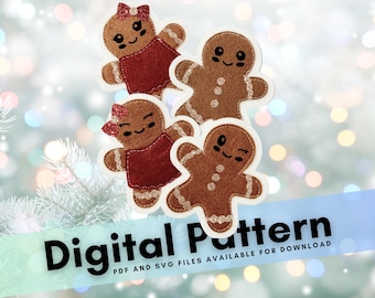 Gingerbread Man DIY Felt Ornament Christmas Pattern