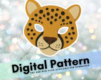DIY Felt Cheetah Mask for Halloween | PDF & SVG Sewing Template