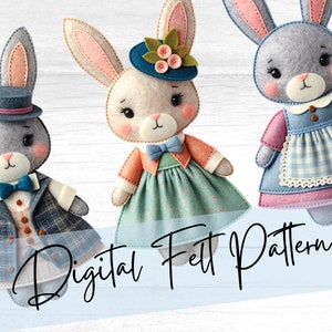 Charming Easter Bunny Rabbit Felt Pattern Digital Template: Craft Your Own Stylish Hares!