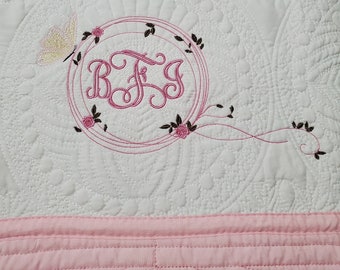 Embroidered Baby Quilt, Monogrammed Baby Blanket, Baby Shower Gift, Custom Baby Quilt, Personalized Baby Quilt, Monogrammed Baby Quilt