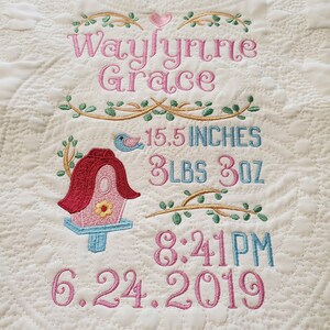 Personalized Baby Quilt, Embroidered Baby Quilt, Baby Blanket, Monogrammed Baby Blanket, Baby Quilts, Birth Stats Baby Quilt