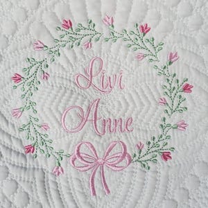 Heirloom Baby Quilt, Embroidered Baby Quilt, Baby Blanket, Baby Shower Gift, Personalized Baby Blanket, Birth Stats Baby Quilt