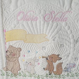 Embroidered Baby Quilt, Monogrammed Baby Quilt, Baby Quilt, Baby Blanket, Birth Stats Baby Quilt, Baby Shower Gift, Embroidered Baby Blanket