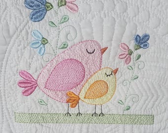 Embroidered Baby Quilt, Monogrammed Baby Blanket, Custom Baby Quilt, Heirloom Baby Quilt, Personalized Baby Quilt, Baby Shower Gift
