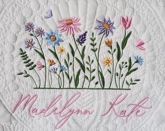 Embroidered Baby Quilt, Monogrammed Baby Blanket, Custom Baby Quilt, Heirloom Baby Quilt, Personalized Baby Quilt, Baby Shower Gift