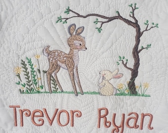 Embroidered Baby Quilt, Monogrammed Baby Blanket, Custom Baby Quilt, Heirloom Baby Quilt, Personalized Baby Quilt, Baby Shower Gift