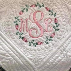 Embroidered Baby Quilt, Monogrammed Baby Quilt, Heirloom Baby Quilt, Personalized Baby Quilt, Baby Shower Gift