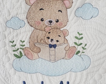Embroidered Baby Quilt, Monogrammed Baby Blanket, Custom Baby Quilt, Heirloom Baby Quilt, Personalized Baby Quilt, Baby Shower Gift