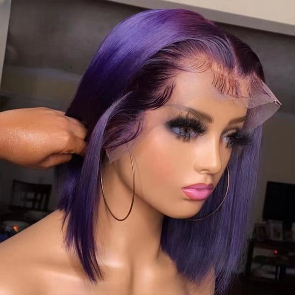 Stunning Short Purple Wig Scene Art Stunning Short Purple Wig Scene Art