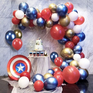 Kit arco ghirlanda di palloncini Forniture per feste di supereroi Decorativi per bambini Palloncini in lattice Palloncini metallici Baby shower Compleanno Lauree
