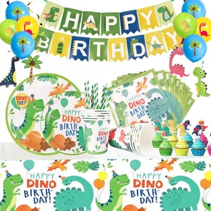 Dinosaur Birthday Party Disposable Tableware Balloons Set Kids Boy Birthday Party Decoration Baby Shower Jungle Party Supplies