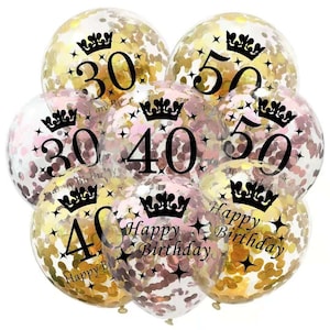 50PCS 12inch Crown Latex Confetti Balloons 18 21 30 40 50 Happy Birthday Party Decorations Supplies Baby Bridal Shower Engagement Wedding