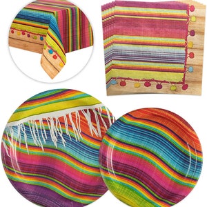 Serape Fiesta Party Stoviglie Fiesta messicana Cinco De Mayo Decorazioni di compleanno a tema Piatti di carta Tovaglioli Tovaglie Stoviglie