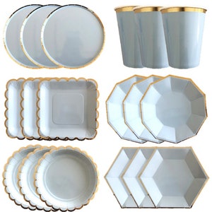 Disposable Party Tableware Mint Blue Cup Plates Baby Shower Birthday Party Supplies Carnival Wedding Favors Dinnerware Decoration