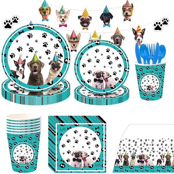 Kit Fête D'anniversaire Chien 'Bow Wow' - Serviettes, Gobelets Et Sac - Amscan