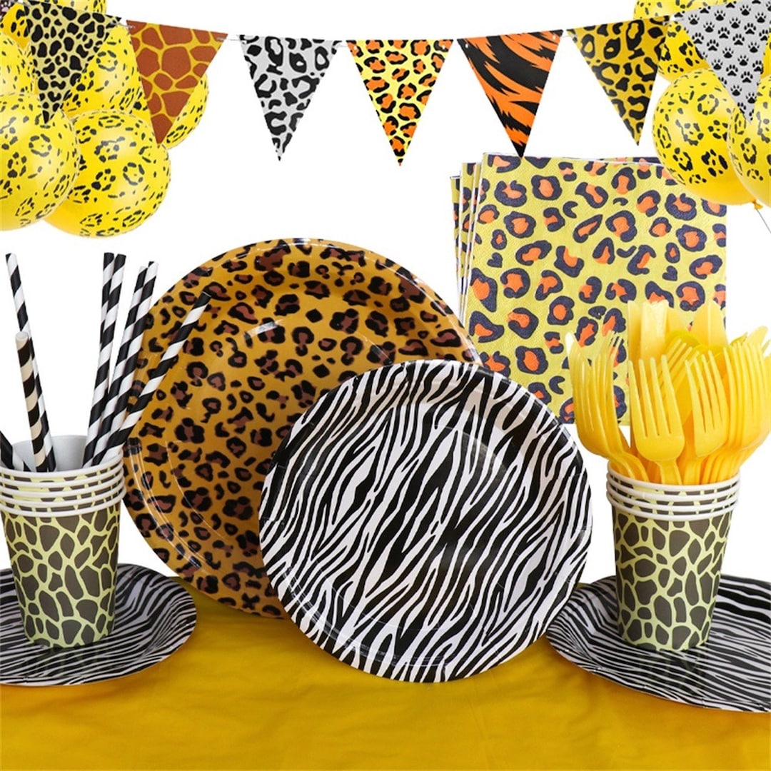 Leopard Disposable Party Tableware Birthday Zebra Plate Jungle Party ...