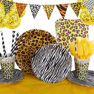 Leopard Disposable Party Tableware Birthday Zebra Plate Jungle Party Supplies Decorations Baby Shower Adult Outing Safari Dinnerware