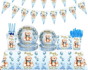 Teddy Bear Party Vaisselle Ours Vaisselle Jetable Assiette Tasse en papier Nappe Baby Shower Pour Enfants Anniversaire Party Fournitures Décoration