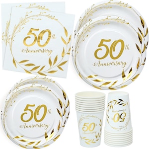 50th Anniversary Party Tableware Wedding Party Supplies Plates Cups Napkins Fifty Years of Love 50th Wedding Anniversary Decorations