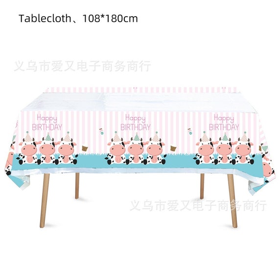 Vaisselle Jetable De Vache De Ferme Rose, Décoration De Fête D'anniversaire Sur Le Thème De La Ferme, Fournitures De Fête Prénatale Pour Filles, Animaux De Ferme