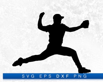 Baseball Pitcher About to Throw Silhouette - Printable Digital Design Download Svg, Png, Eps & Dxf