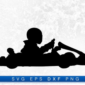 Karting Racing Silhouette - Printable Digital Design Download Svg, Png, Eps & Dxf