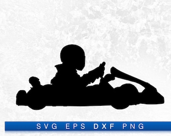 Karting Racing Silhouette - Printable Digital Design Download Svg, Png, Eps & Dxf