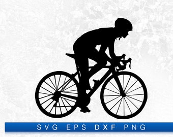 Cycling on a Fons Race Bike Silhouette - Printable Digital  Download Svg, Png, Eps & Dxf
