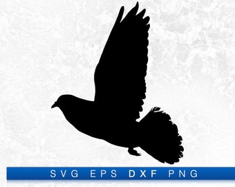 Pigeon Flying Silhouette - Printable Digital Design Download Svg, Png, Eps & Dxf