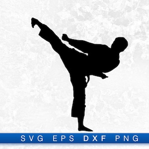 Taekwondo Side Kick Silhouette - Printable Digital Design Download Svg, Png, Eps & Dxf