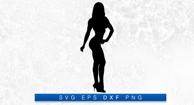 Bikini Competition Pose Silhouette - Afdrukbare Digitale Download Svg, Png, Eps &Dxf afbeelding 1