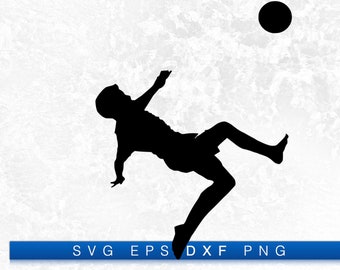 Bicycle kick Silhouette - Printable Digital Download Svg, Png, Eps & Dxf