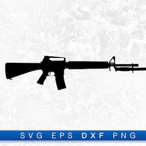 M16 Rifle with an M7 Bayonet Affixed Silhouette - Printable Digital Design Download Svg, Png, Eps & Dxf