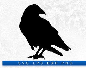 Crow Silhouette - Printable Digital Design Download Svg, Png, Eps & Dxf
