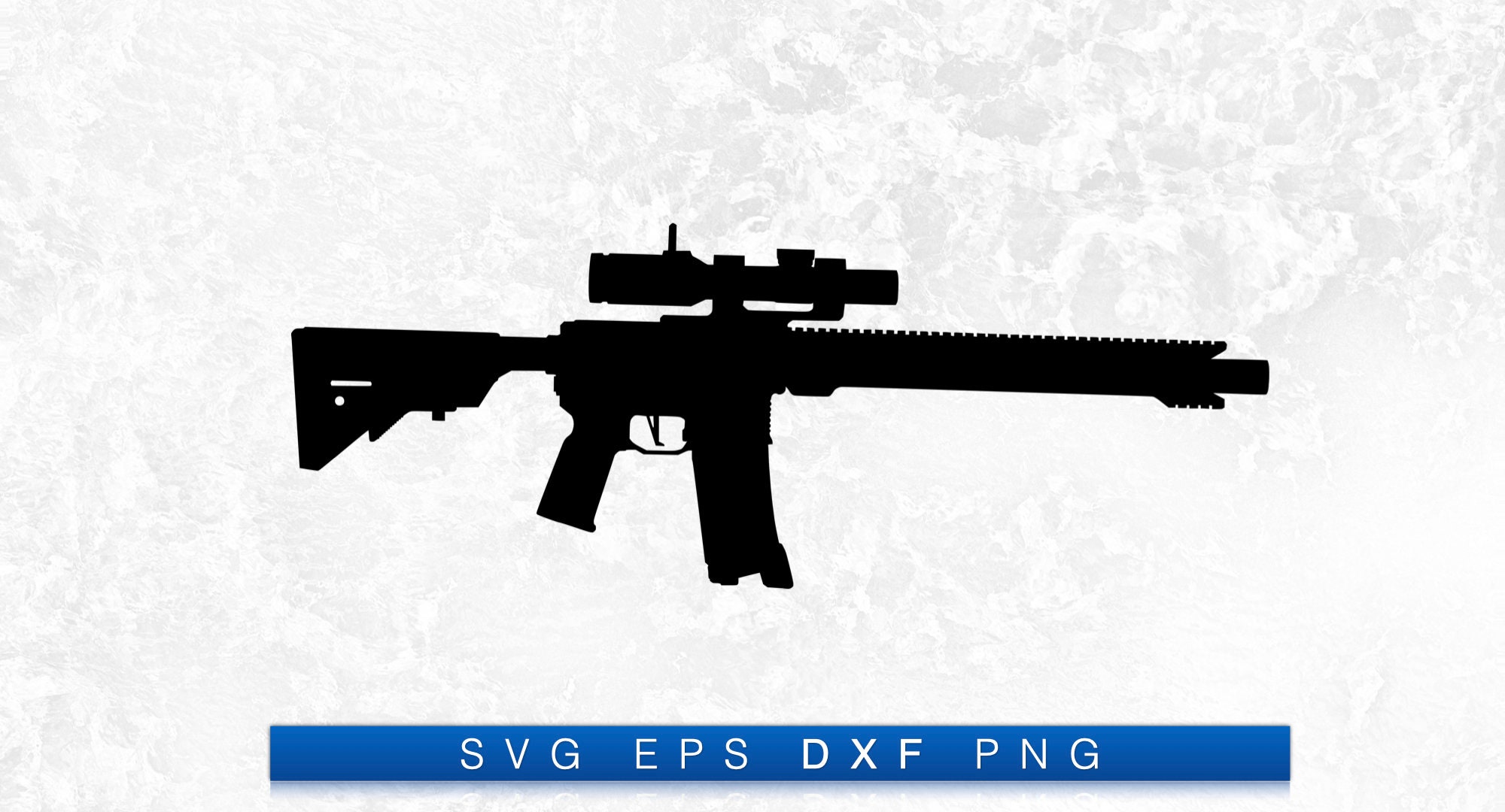 AR15 Rifle With Scope Silhouette Printable Digital Design Download Svg