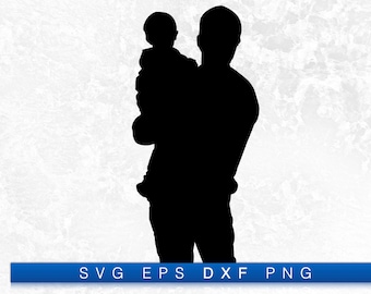 Father holding child Svg, Png, Eps & Dxf Design for: Cricut, Silhouette, Sublimate