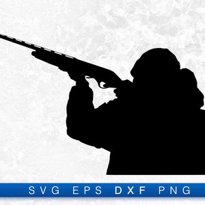 Man Aiming with Shotgun Silhouette - Printable Digital Design Download Svg, Png, Eps & Dxf