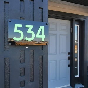 Stylish Door Numbers Premium Acrylic House Signs with Laser Cut Mirror Black & 3D printed numbers Finish Elegant Durable Plaques 230mmX140mm