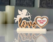 Valentines Day Heart Angel Love Ornament with Stand Digital File For CNC Laser Machines SVG DXF file